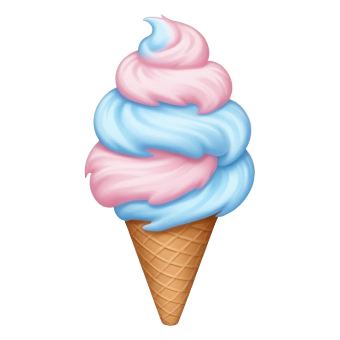 Pastel-colored cotton candy swirl in cone sticker