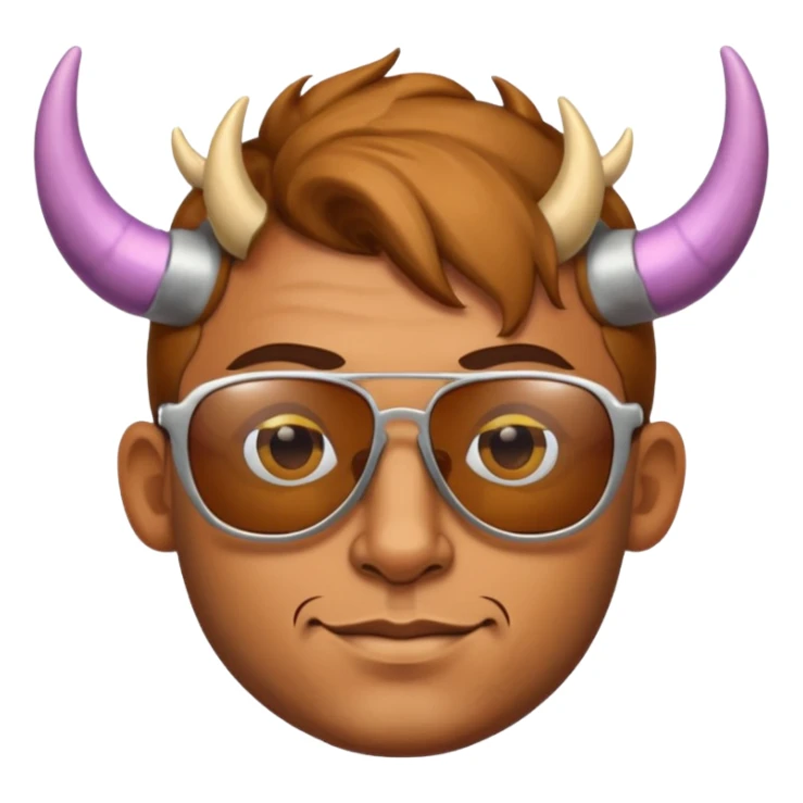 man with horns and sunglasses sticker