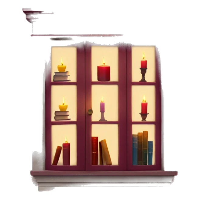 Books and candles entering for a window burgundy sticker