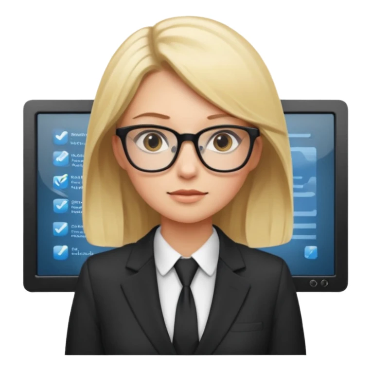 blondy girl with glasses learn analytics she is so pretty and seems like director bitch of company sticker