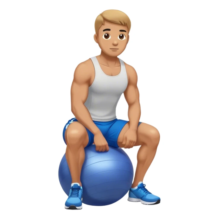 fit man with blue shorts stability ball squat sticker