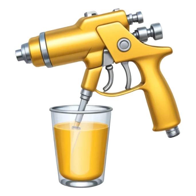 metal spray gun with clear cup attached sticker