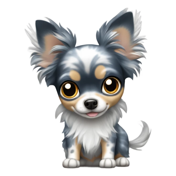 Blue merle chihuahua long hair with spotted face sticker