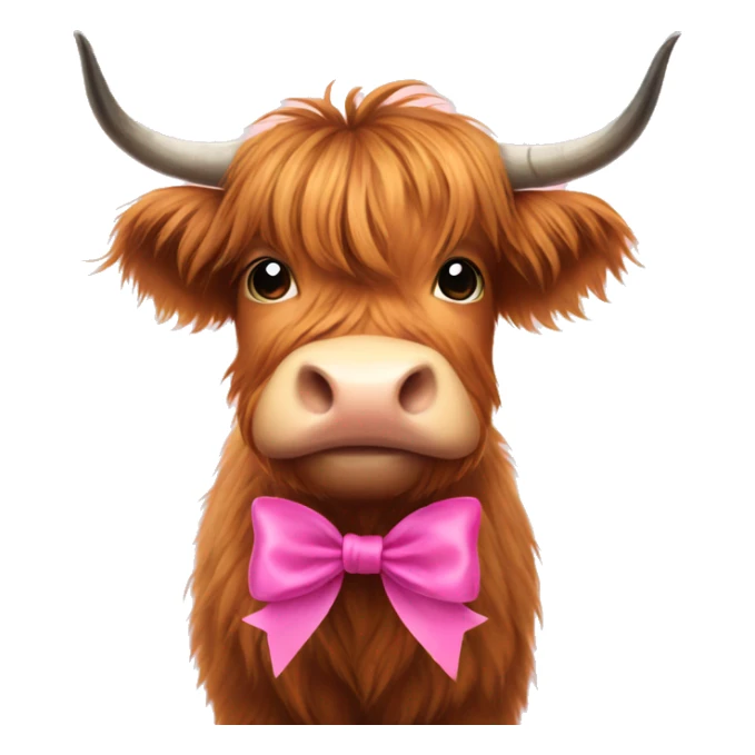 Highland cow with a ribbon pink bow sticker