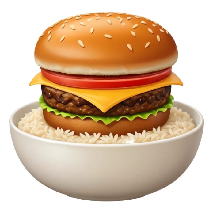 I want a hamburger patty on a bowl of rice sticker