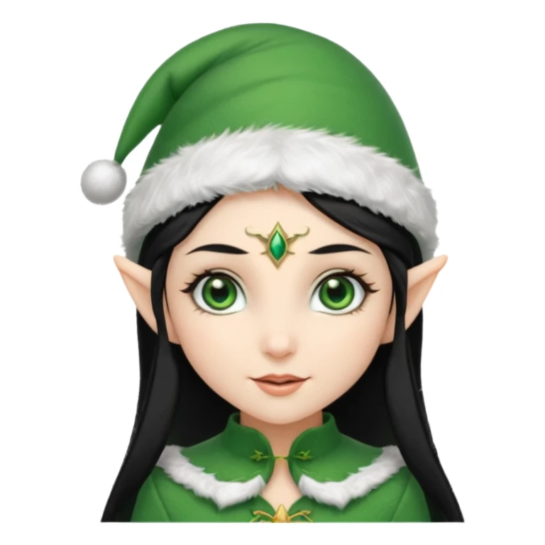 elf girl with elf hat, black hair sticker