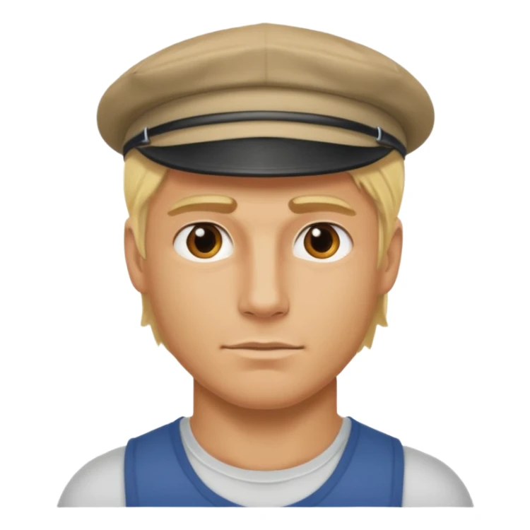 Homme fort blond  casquette sticker