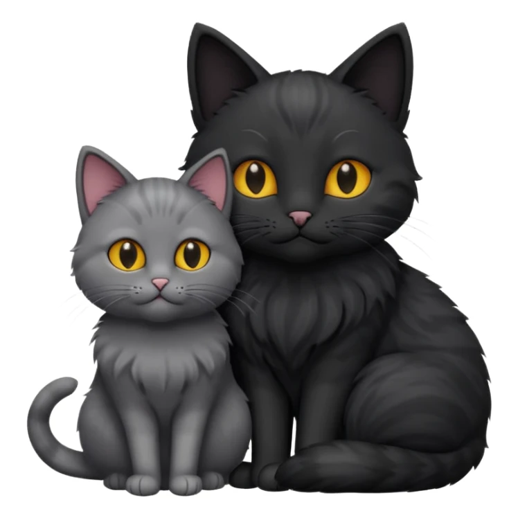 1 grey cat and 1 black cat cuddling sticker