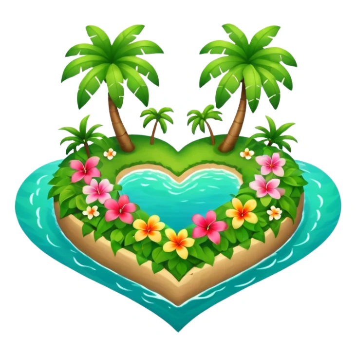 A island heart with green and flowers on it sticker