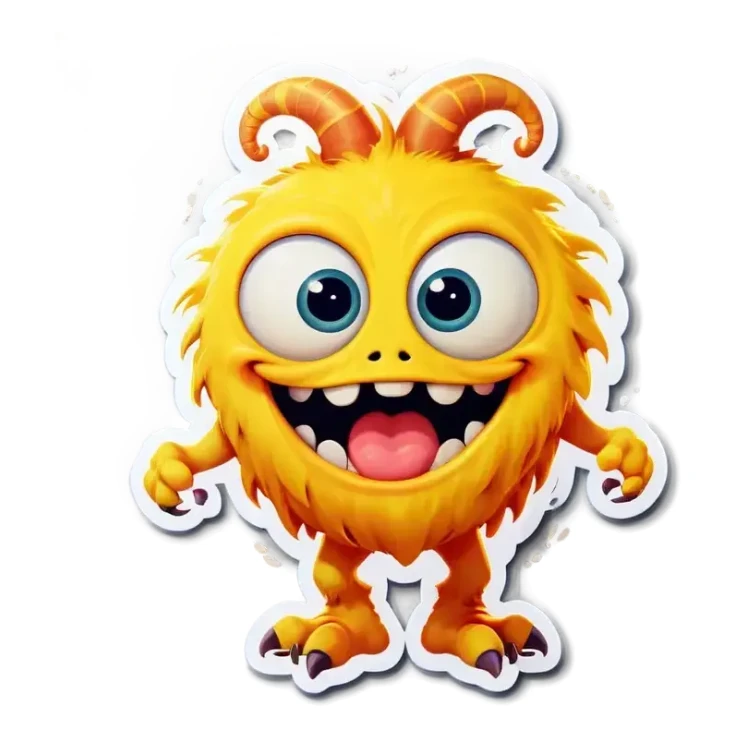 kind funny yellow baby monster sticker