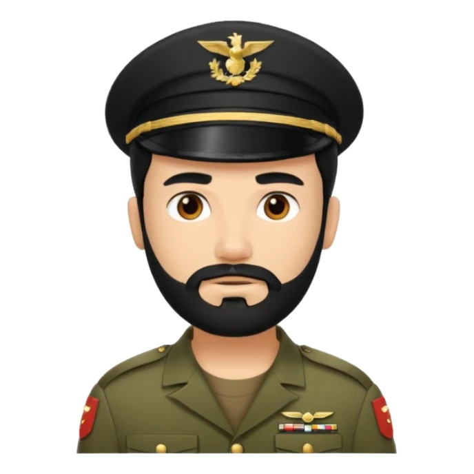 male soldier black hair and beard style remove cap sticker