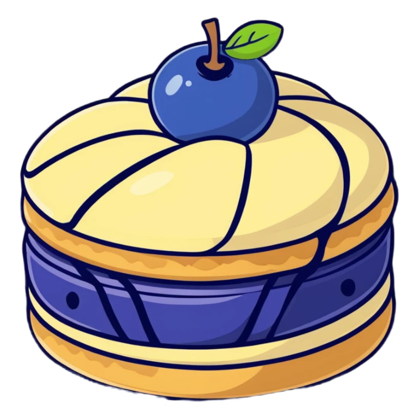 blueberry pastry, cartoonish sticker style sticker