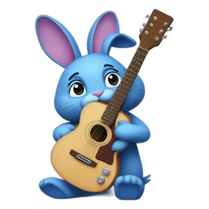 Bonnie is a blue animatronic rabbit with a guitar sticker