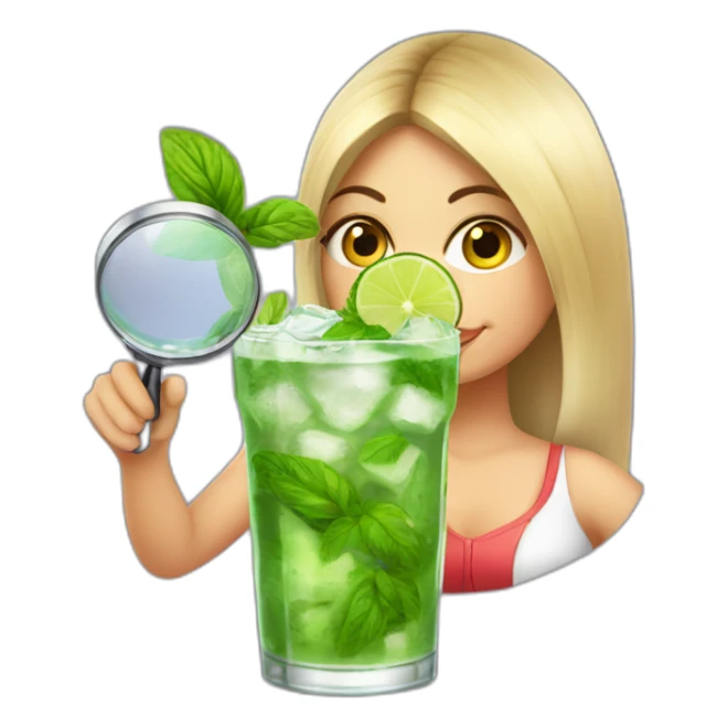 argentine girl with magnifying-glass drinking mojito sticker
