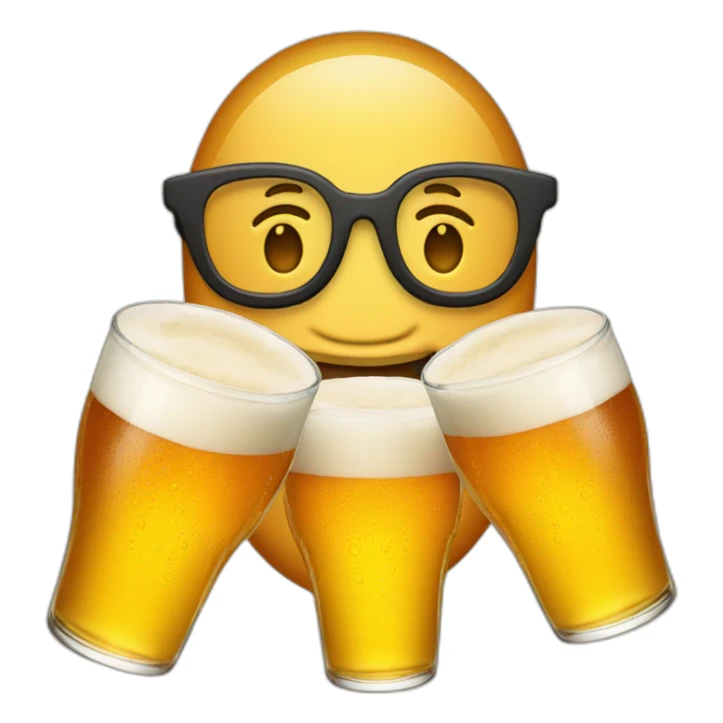 Three smiling glasses of beer emojis sticker