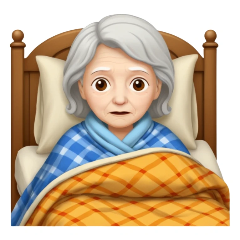 very sick old woman with fever sticker