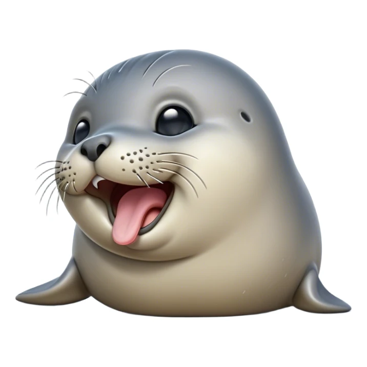 Cinematic Cute Yawning harbour seal Portrait Emoji, Head tilted slightly with a dramatic, wide-open yawn, showcasing a smooth, rounded body with gently drooping features and sleepy, half-closed eyes, Simplified yet irresistibly adorable features, highly detailed, glowing with a soft, cozy maritime glow, high shine, relaxed yet expressive, stylized with a dash of whimsical ocean charm, soft glowing outline, capturing the essence of a drowsy yet affectionate harbour seal that appears ready to stretch out for a nap! sticker