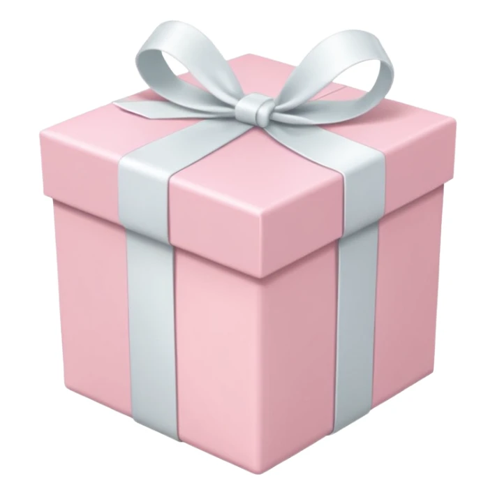 cute, light pastel pink colored gift box with white ribbon decoration, ios emoji style. sticker