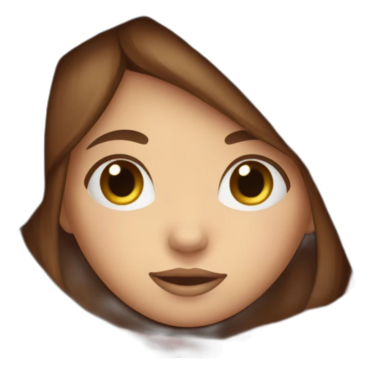 Girl with brown hair, blushing, covering her face with a red blanket sticker