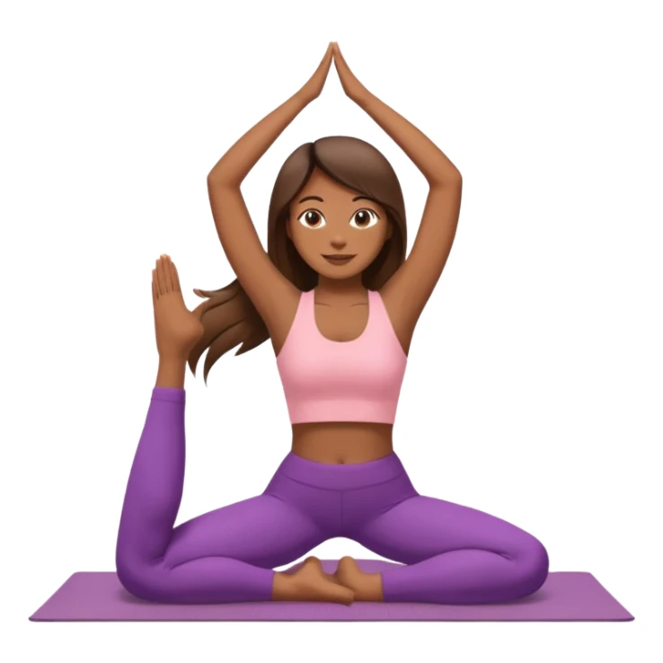 mucha morena, pelo lacio haciendo joga sticker