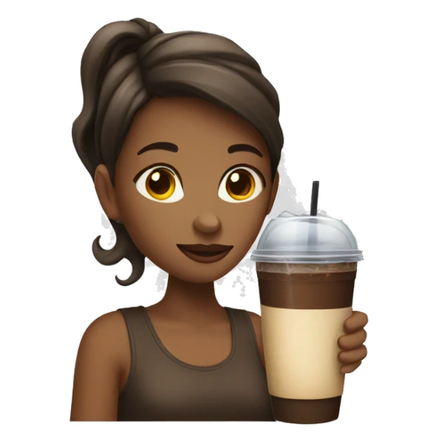 a girl drinking a cup of iced coffee sticker