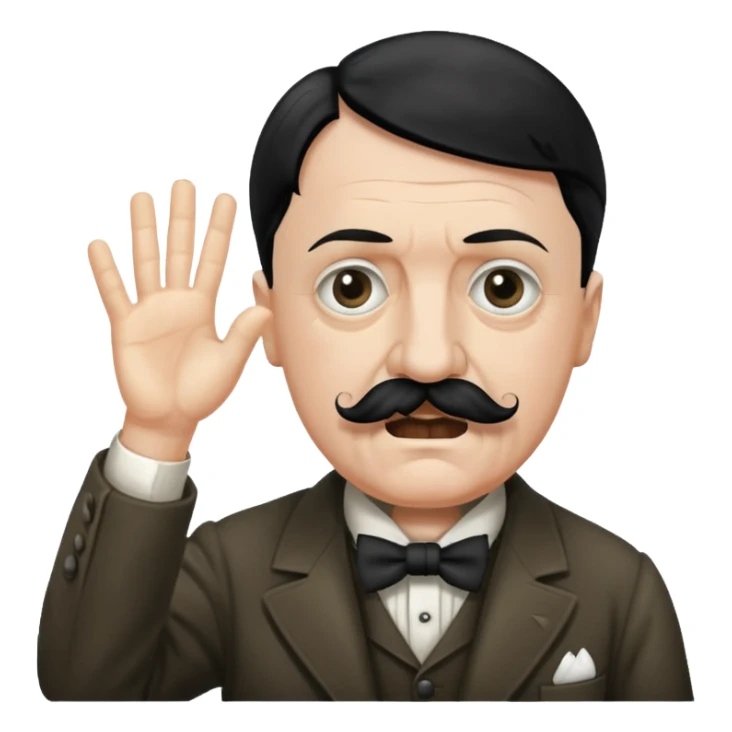Adolf hitler with a Charlie Chaplin mustache throwing up CK sticker