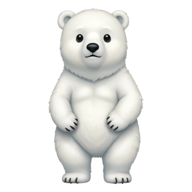 full body polar bear standing, simple, white fur, cute face sticker