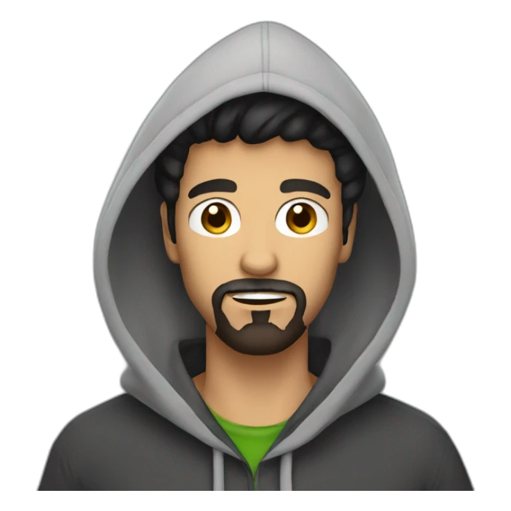 Dark hair man with goatee beard and hoodies sticker