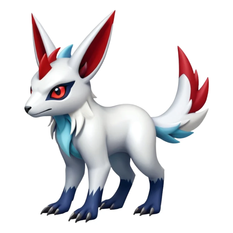 Shiny exotic Absol-Zangoose-Fakémon-hybrid-creature (full body)  with markings sticker