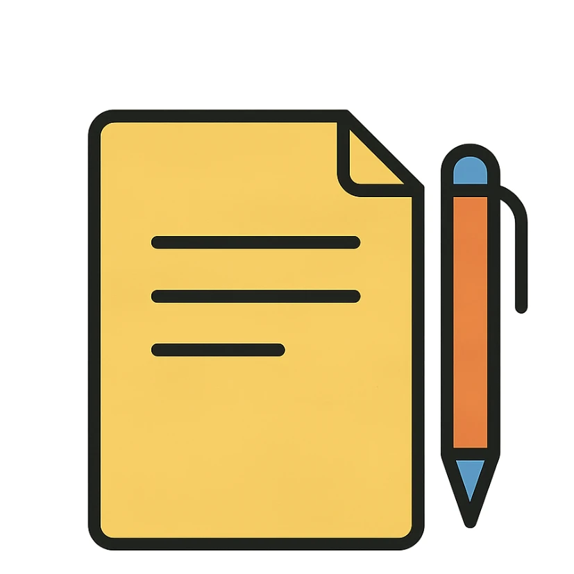 minimalist paperwork and pen, simple geometric shapes, clean lines, neutral colors, modern icon feel, no text sticker