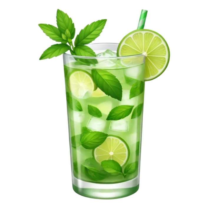 Make a mojito in she style of an emoji  sticker