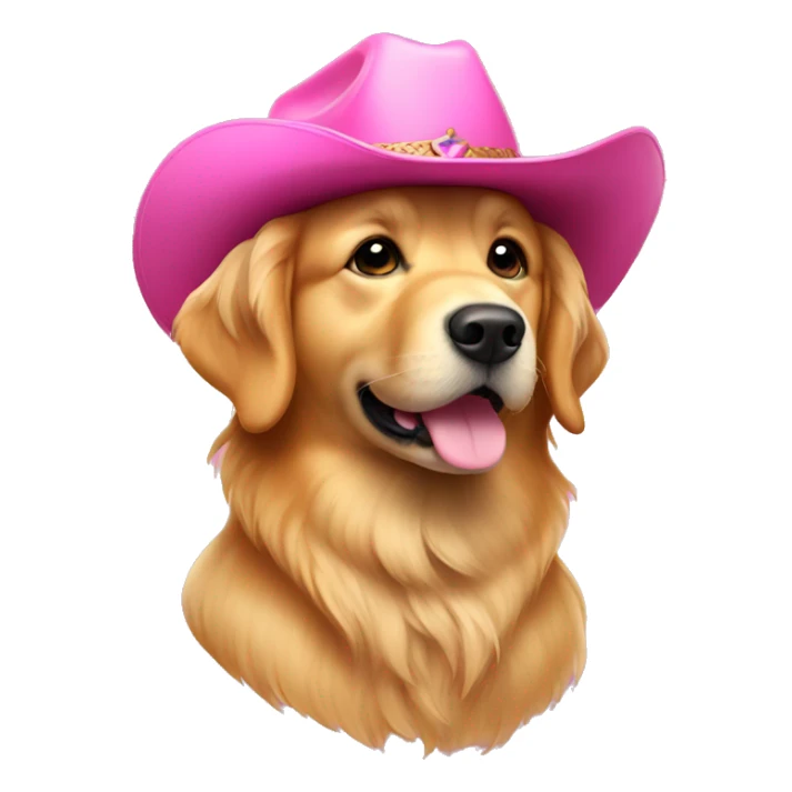 Golden retriever with pink cowboy hat sticker