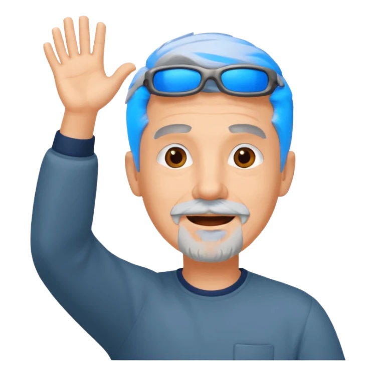 Excited gray hair man goatee hands up sticker