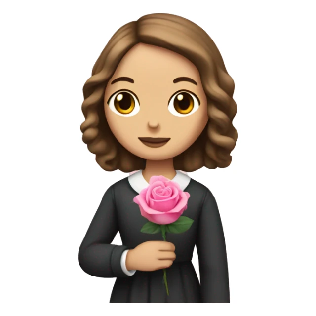 Charlotte Bronte holding a pink rose in her hand sticker