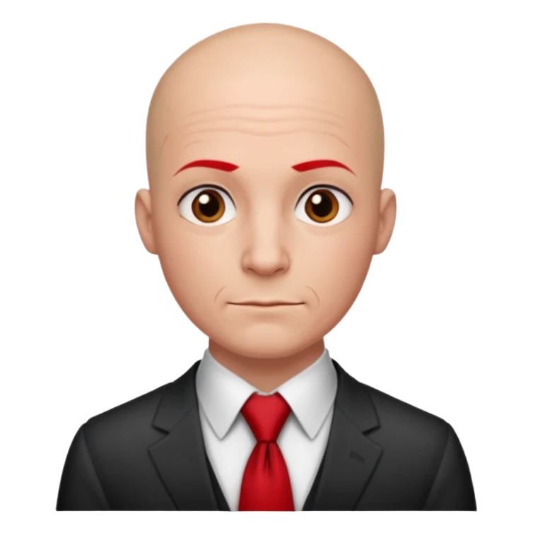 man Bald with red necktie, red dress, tattoos. sticker