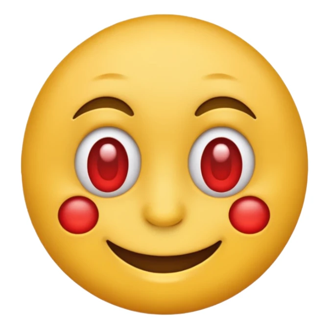 Make a yellow emoji smiling with red and tired eyes, under his nose there are white powder sticker