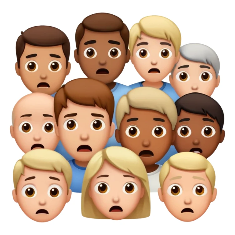 Group of confused people with shocked expressions looking at each other sticker