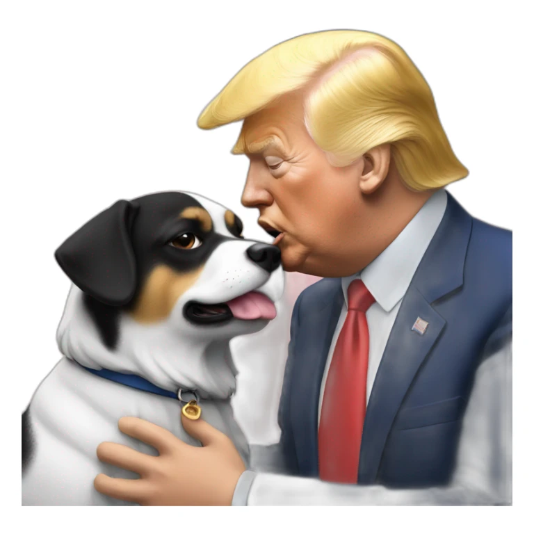 trump kissing a dog sticker