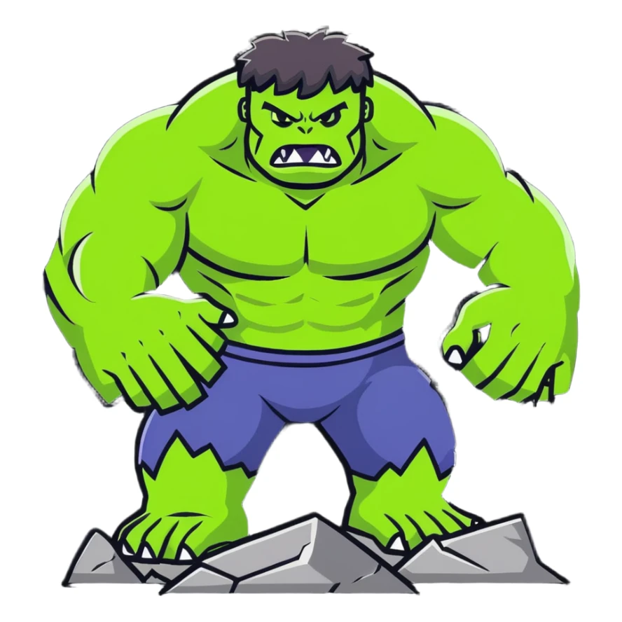 World Breaker Hulk, ultimate green monster with earth-shattering power, cracked ground beneath him sticker