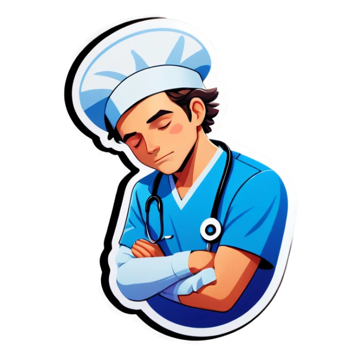 Sleepy male nurse sticker