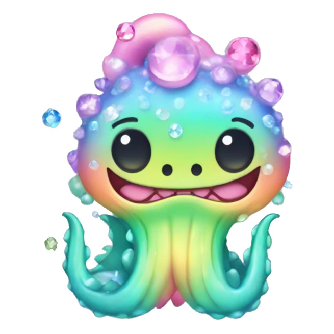 Kawaii rainbow pastel bedazzled sea monster    sticker