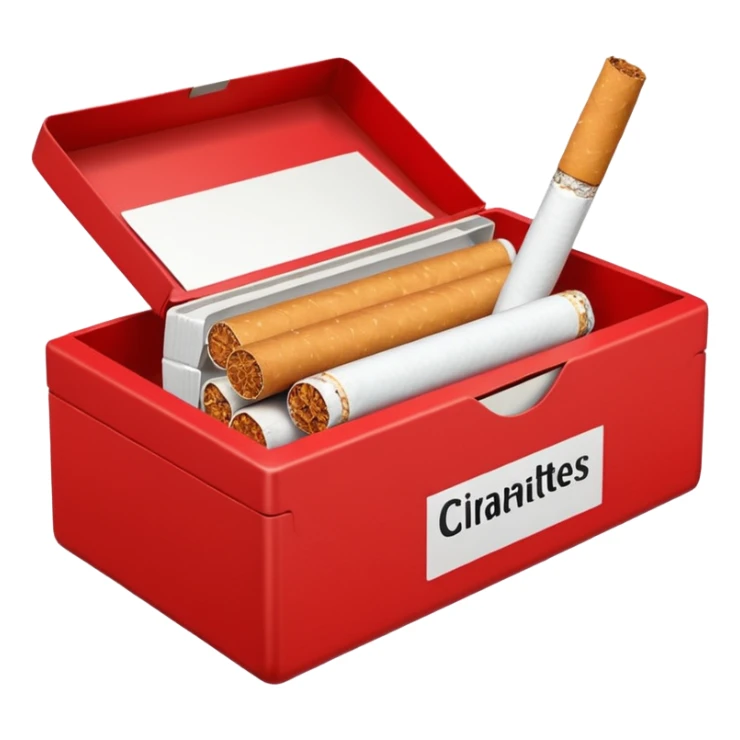red box of cigarettes  sticker