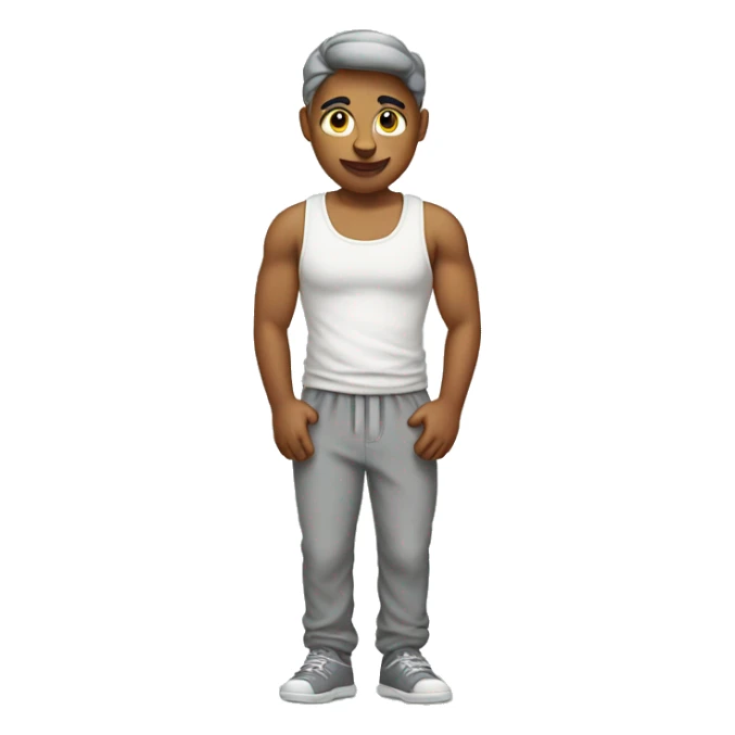 cat wearing a wife beater with grey sweat pants sticker