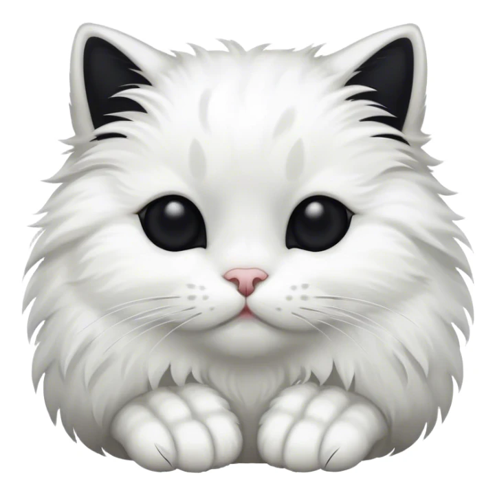 White cat with black splotches with paws covering face sticker