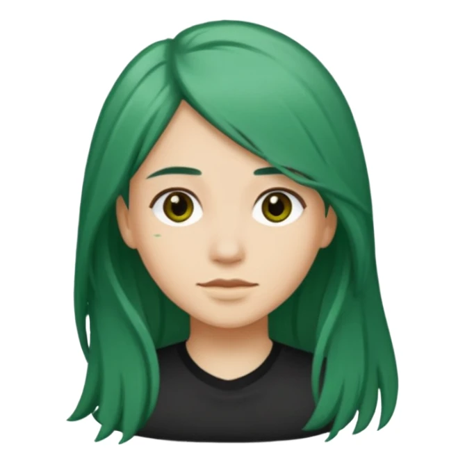 darker green and longer hair please sticker