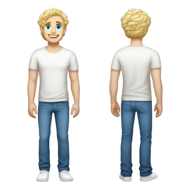full body standing light curl blonde 30yo man blue eyed pale skin sticker