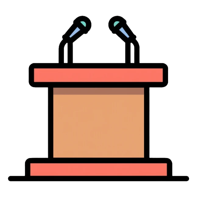 Presidential podium with microphones sticker