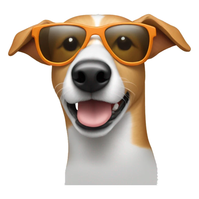 A ginger and white lurcher dog wearing sunglasses  sticker