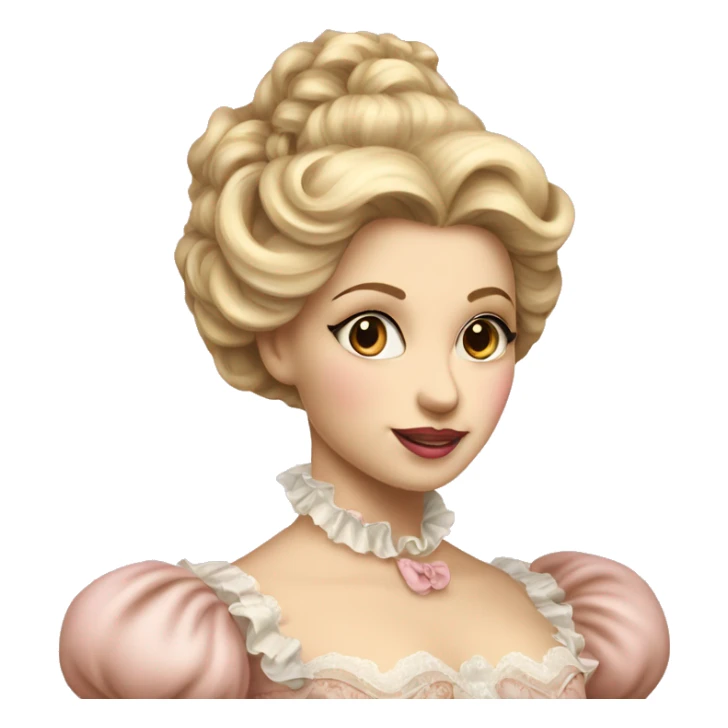 vintage rococo brown and blonde woman in a light pink gown  sticker