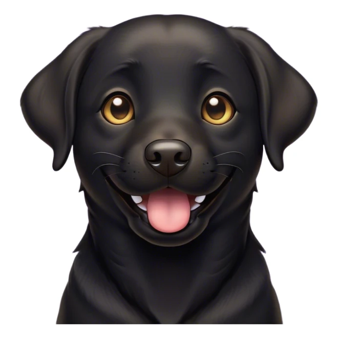 Cinematic Comical Black Labrador Portrait Emoji, Head tilted dramatically with an exaggeratedly amused expression, featuring a sleek black Fur with a glossy finish, wide, expressive brown eyes filled with playful disbelief, Simplified yet hilariously expressive features, highly detailed, glowing with a slightly sassy glow, high shine, dramatic yet playful, stylized with an air of cheeky mischief, bright and endearing, soft glowing outline, capturing the essence of a spirited and over-the-top companion, so meme-worthy it feels like it could side-eye its way into internet fame instantly! sticker
